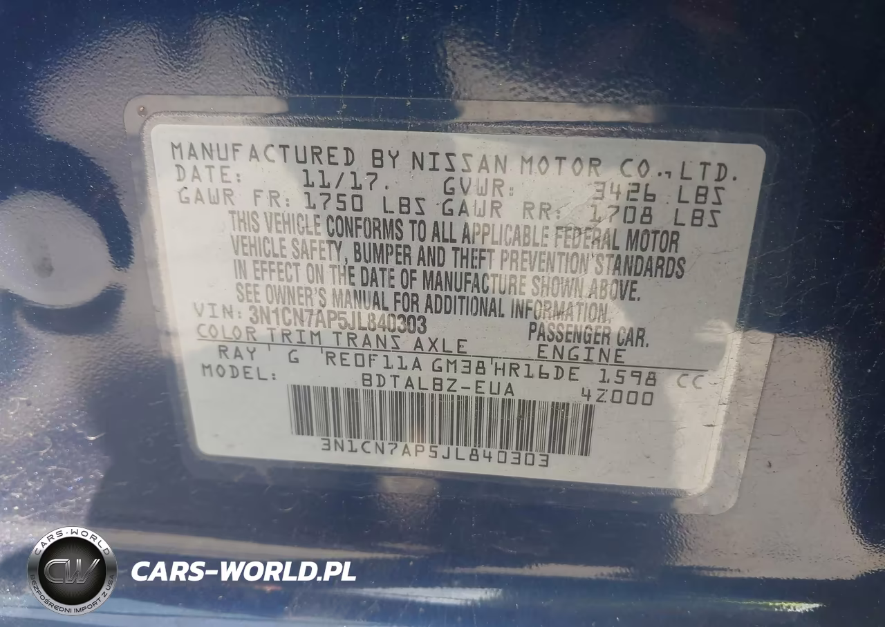 2018 Nissan Versa Sv VIN:3N1CN7AP5JL840303 - 9