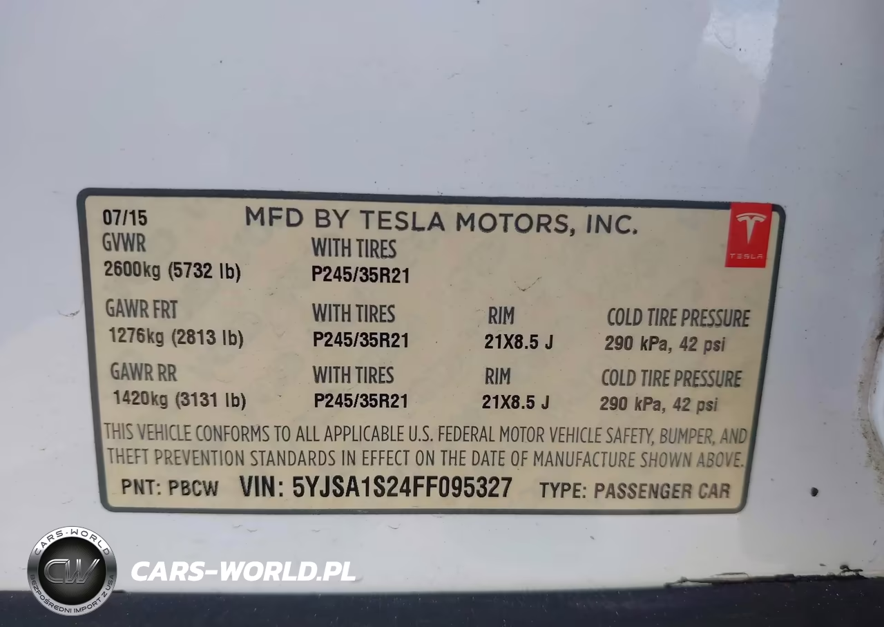 2015 Tesla Model S 70D-85D-P85D VIN:5YJSA1S24FF095327 - 9