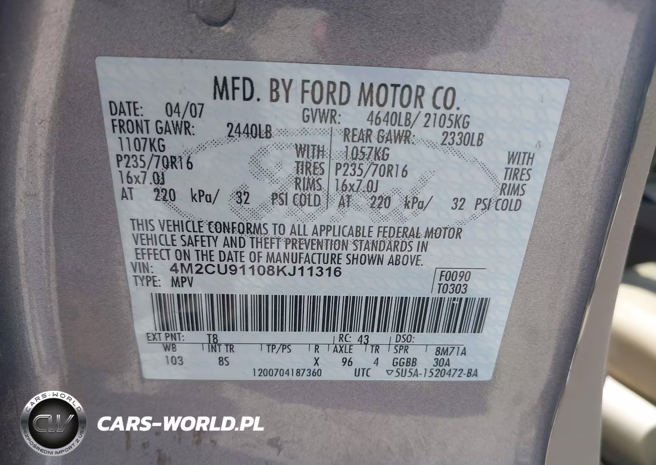 2008 Mercury Mariner V6 VIN:4M2CU91108KJ11316 - 9
