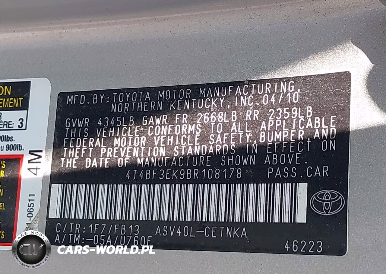 2011 Toyota Camry Le VIN:4T4BF3EK9BR108178 - 9