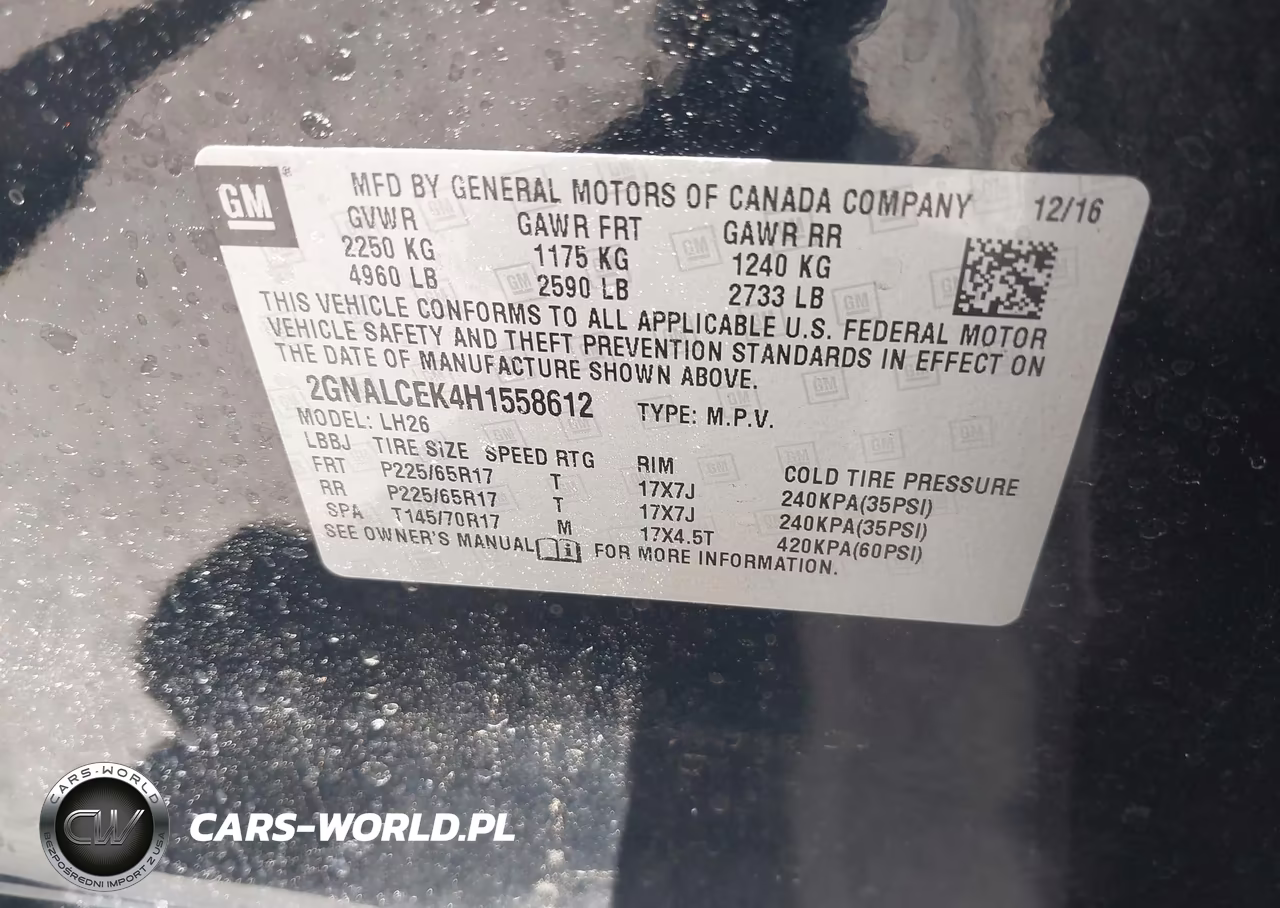 2017 Chevrolet Equinox Lt VIN:2GNALCEK4H1558612 - 9