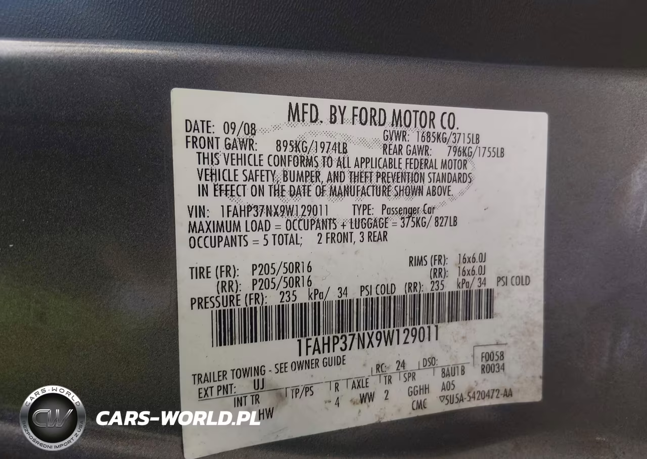 2009 Ford Focus Sel VIN:1FAHP37NX9W129011 - 9