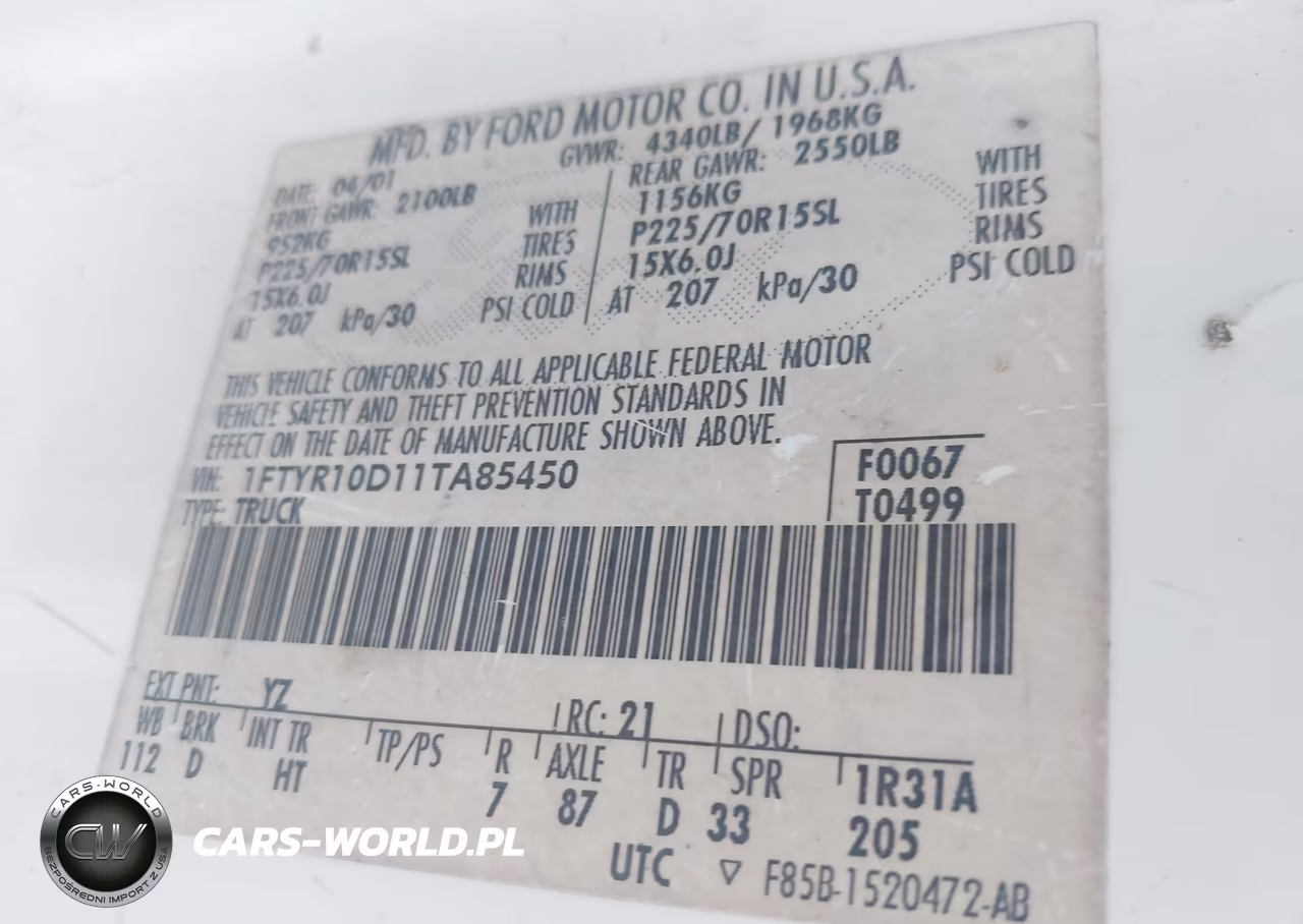 2001 Ford Ranger Xl-Xlt VIN:1FTYR10D11TA85450 - 9