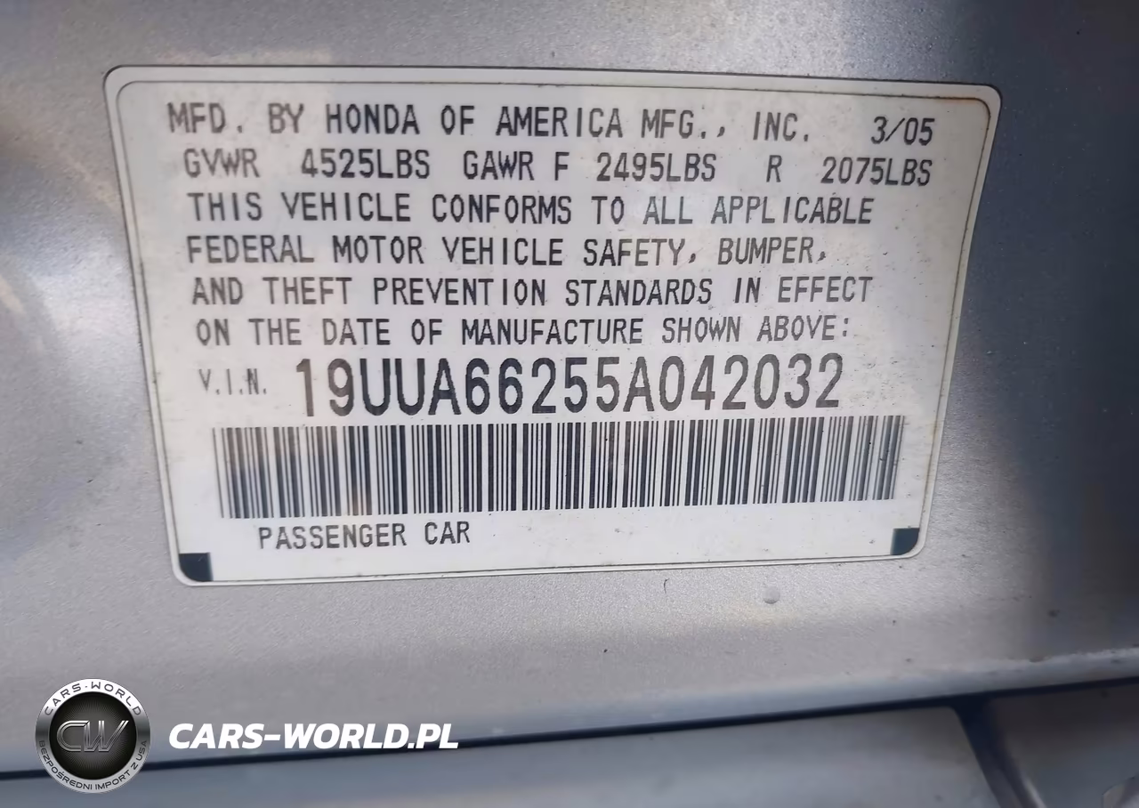 2005 Acura Tl VIN:19UUA66255A042032 - 9
