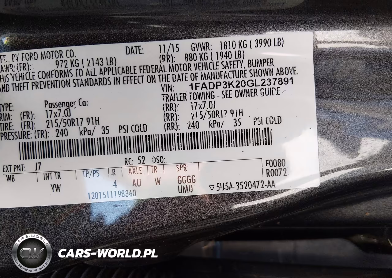 2016 Ford Focus Se VIN:1FADP3K20GL237891 - 9