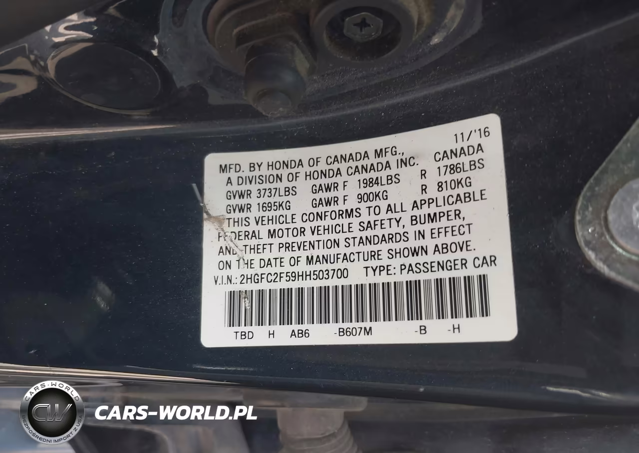 2017 Honda Civic Lx VIN:2HGFC2F59HH503700 - 9
