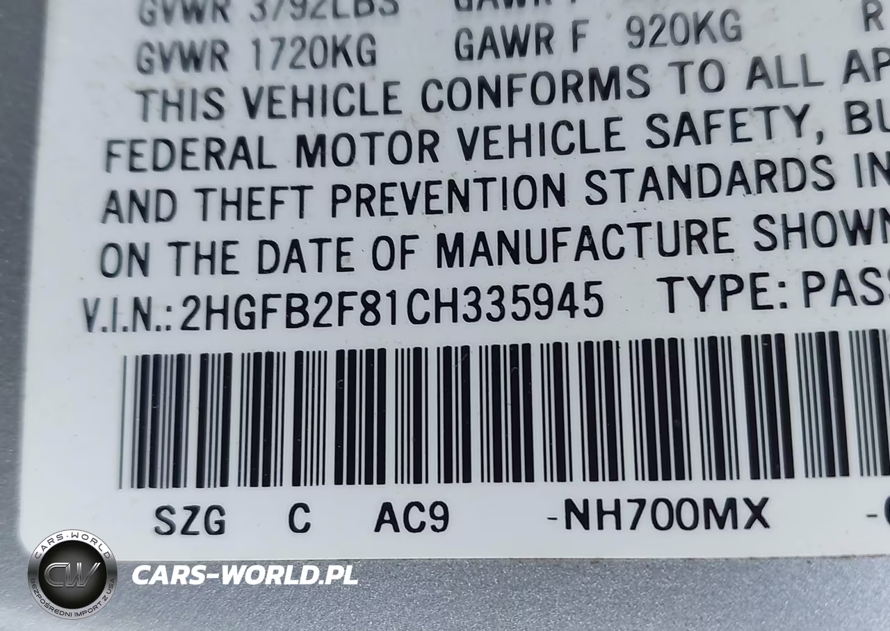 2012 Honda Civic Ex VIN:2HGFB2F81CH335945 - 9