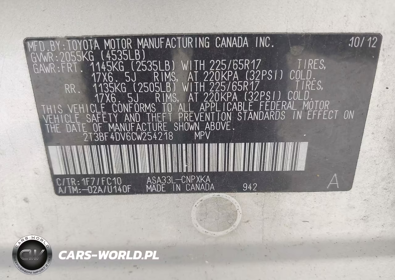 2012 Toyota Rav4 VIN:2T3BF4DV6CW254218 - 9