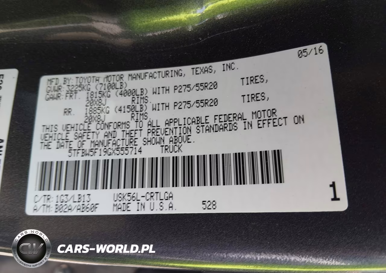2016 Toyota Tundra Limited 5.7L V8 VIN:5TFBW5F19GX555714 - 9