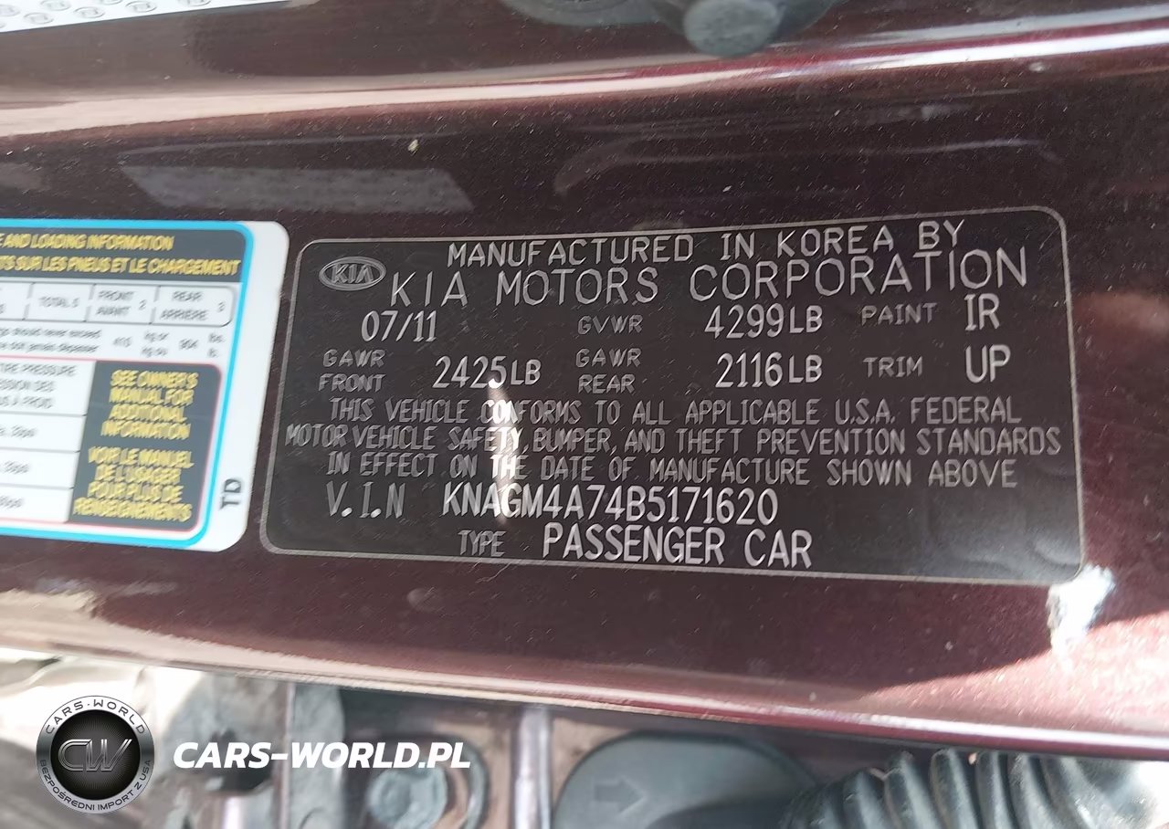 2011 Kia Optima Lx VIN:KNAGM4A74B5171620 - 9