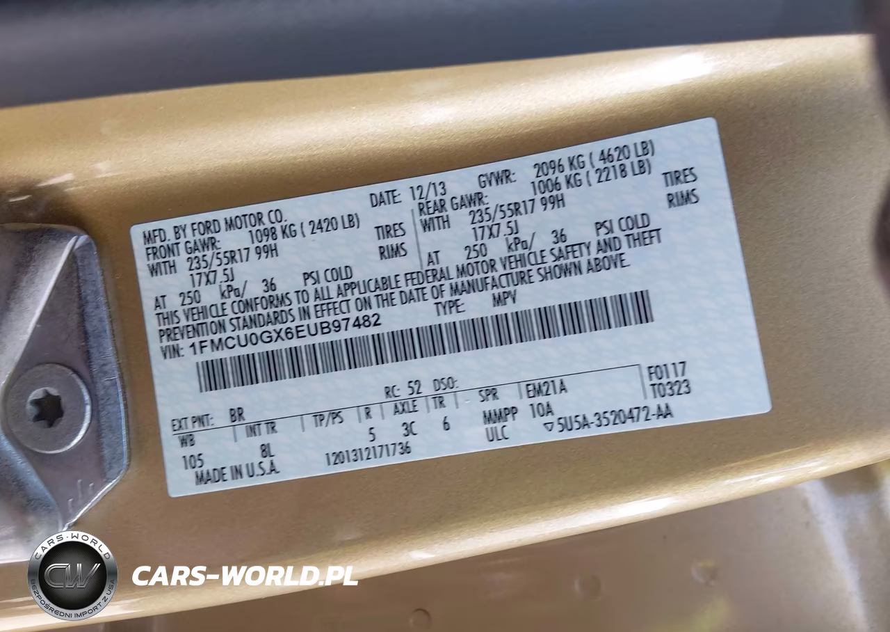2014 Ford Escape Se VIN:1FMCU0GX6EUB97482 - 9