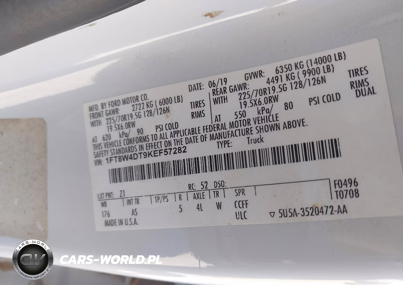 2019 Ford F-450 Xl VIN:1FT8W4DT9KEF57282 - 9
