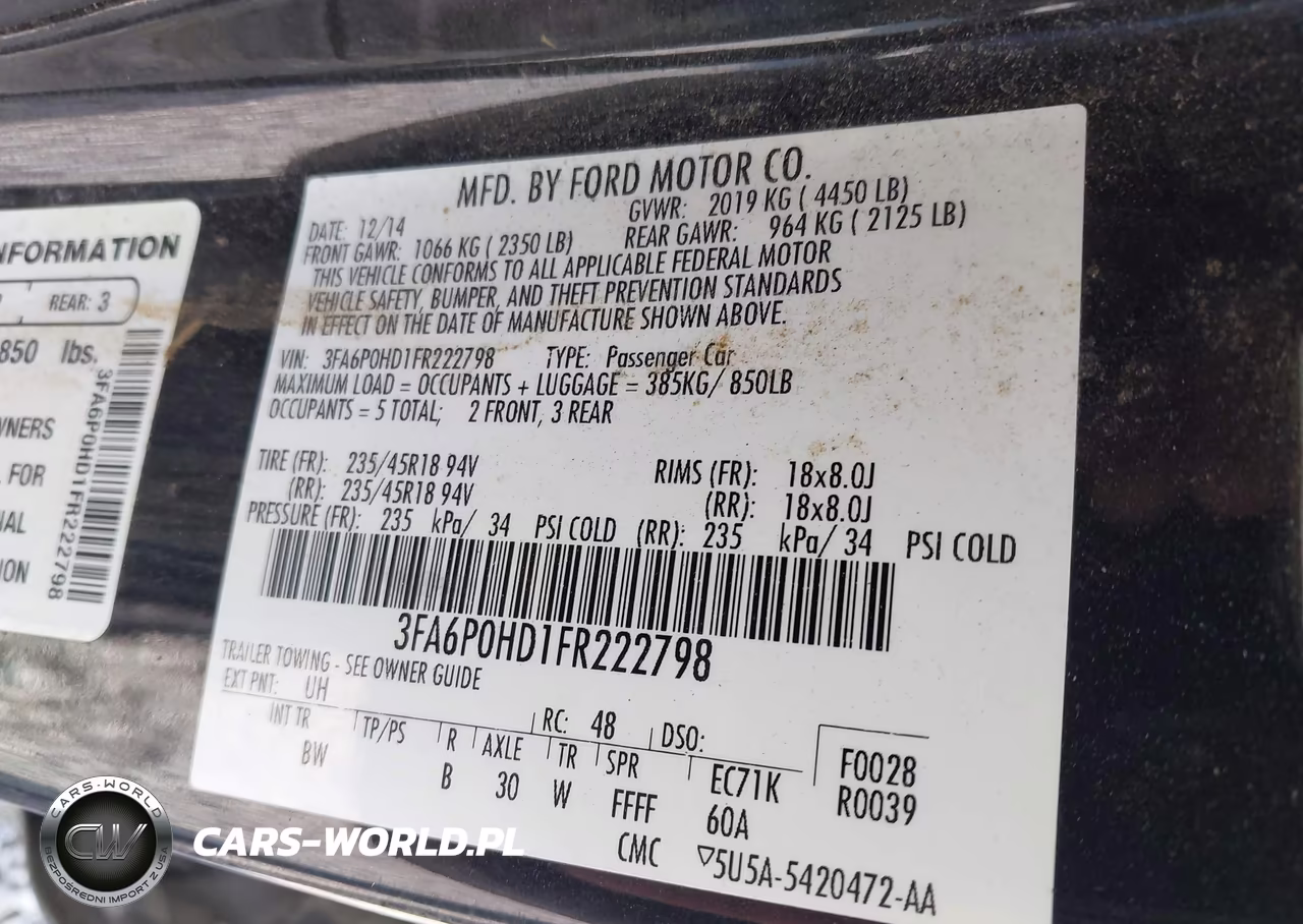 2015 FORD FUSION SE VIN:3FA6P0HD1FR222798 - 9