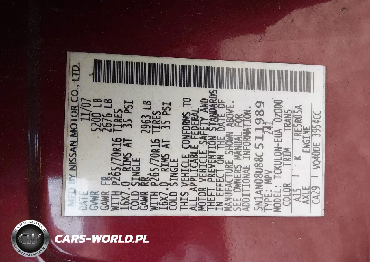 2008 Nissan Xterra X VIN:5N1AN08U88C511989 - 9