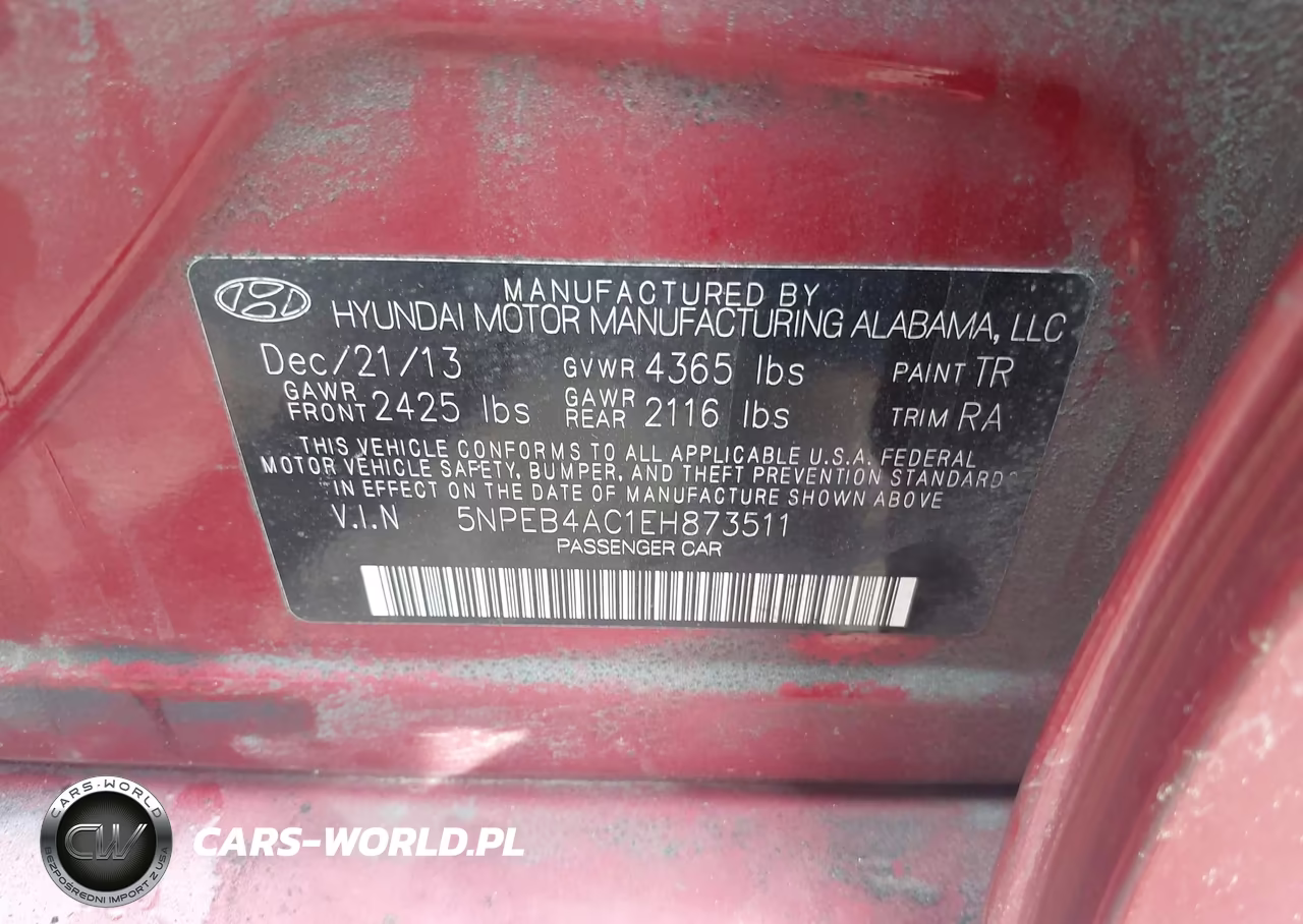 2014 Hyundai Sonata Gls VIN:5NPEB4AC1EH873511 - 9