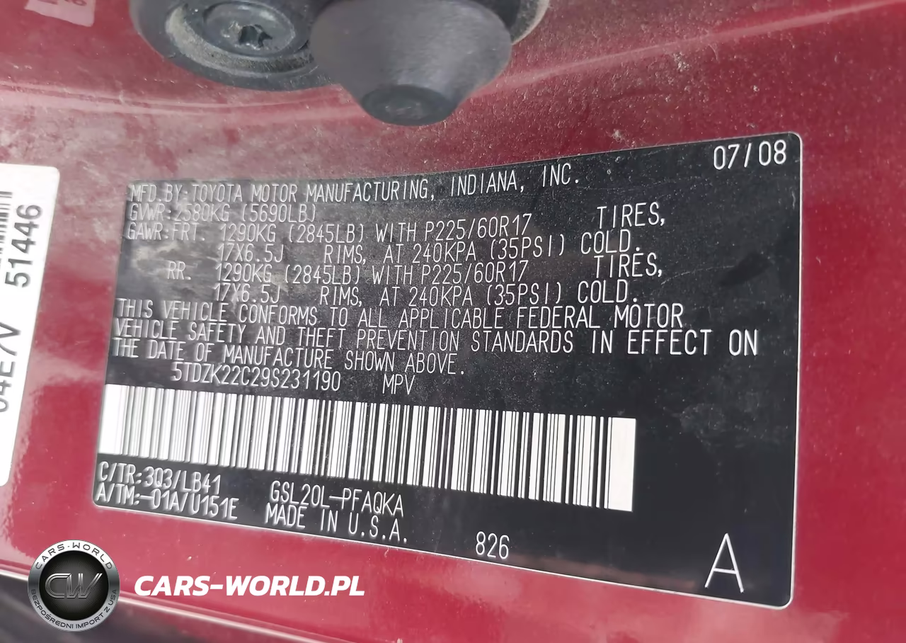 2009 Toyota Sienna Xle VIN:5TDZK22C29S231190 - 9