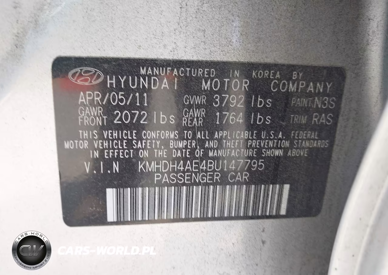 2011 Hyundai Elantra Gls (Ulsan Plant) VIN:KMHDH4AE4BU147795 - 9
