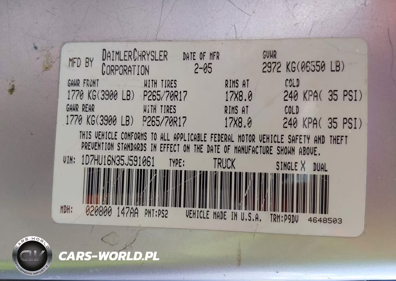 2005 Dodge Ram 1500 St VIN:1D7HU16N35J591061 - 9