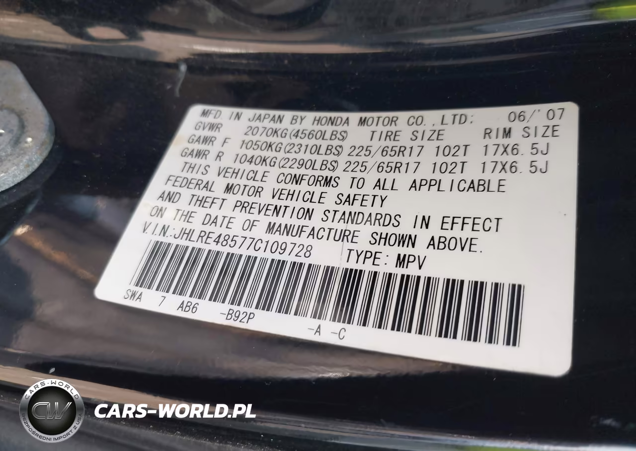 2007 Honda Cr-V Ex VIN:JHLRE48577C109728 - 9