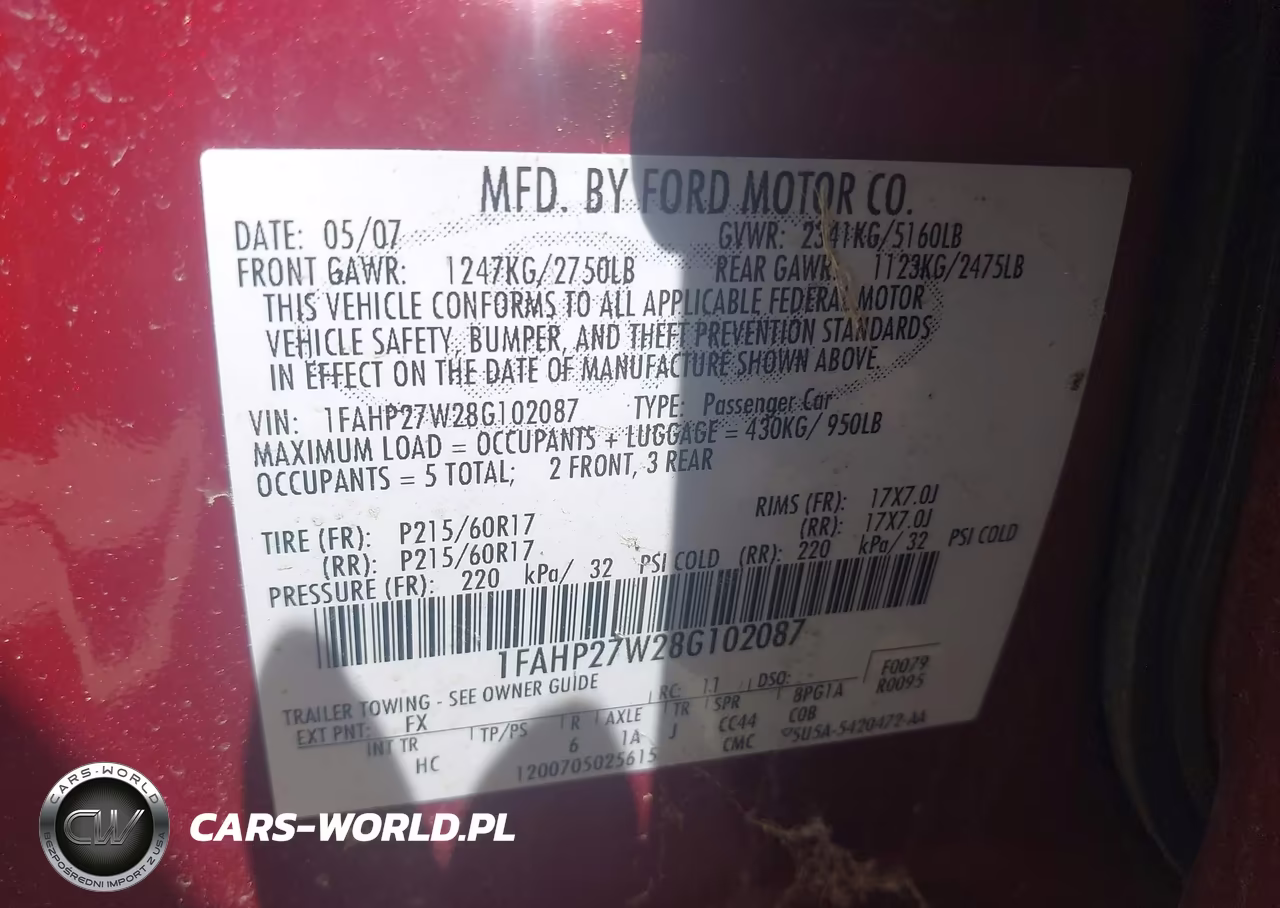 2008 Ford Taurus Sel VIN:1FAHP27W28G102087 - 9
