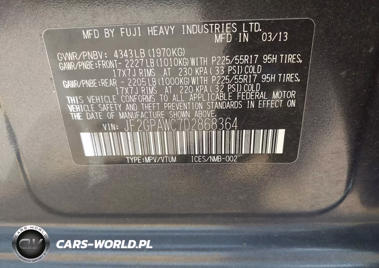 2013 Subaru Xv Crosstrek 2.0I Premium VIN:JF2GPAWC7D2868364 - 9