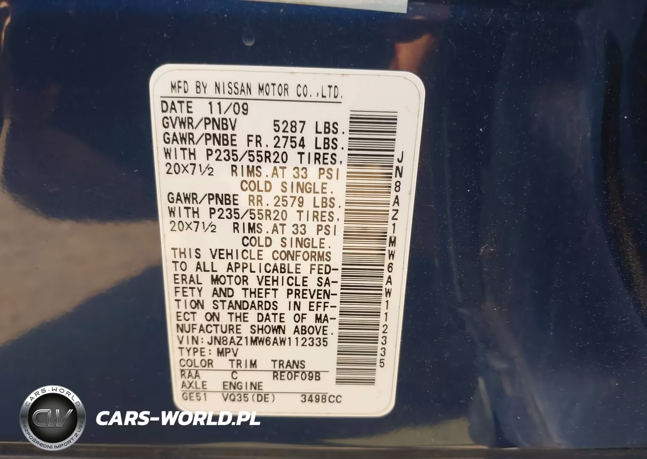 2010 Nissan Murano Le VIN:JN8AZ1MW6AW112335 - 9