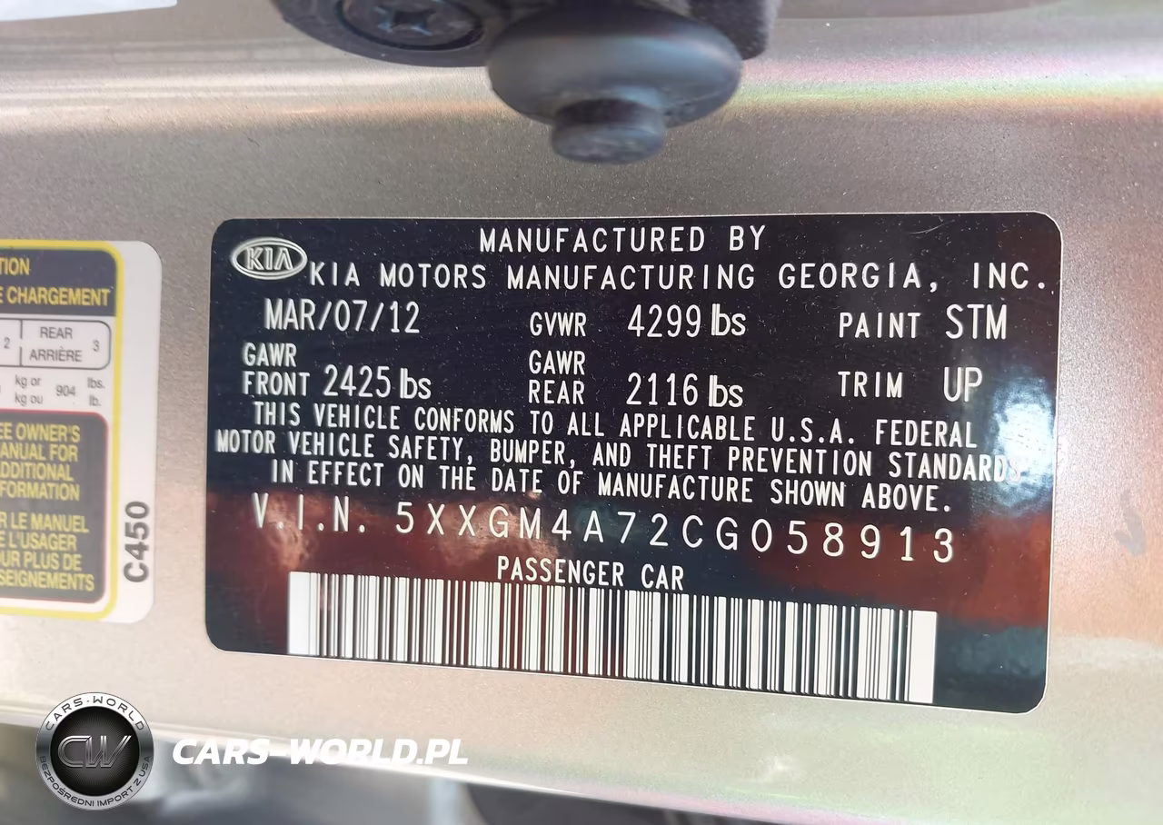 2012 Kia Optima Lx VIN:5XXGM4A72CG058913 - 9