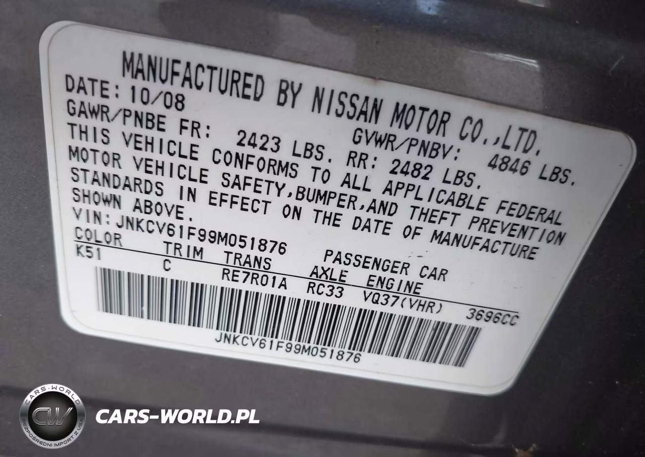 2009 Infiniti G37X VIN:JNKCV61F99M051876 - 9