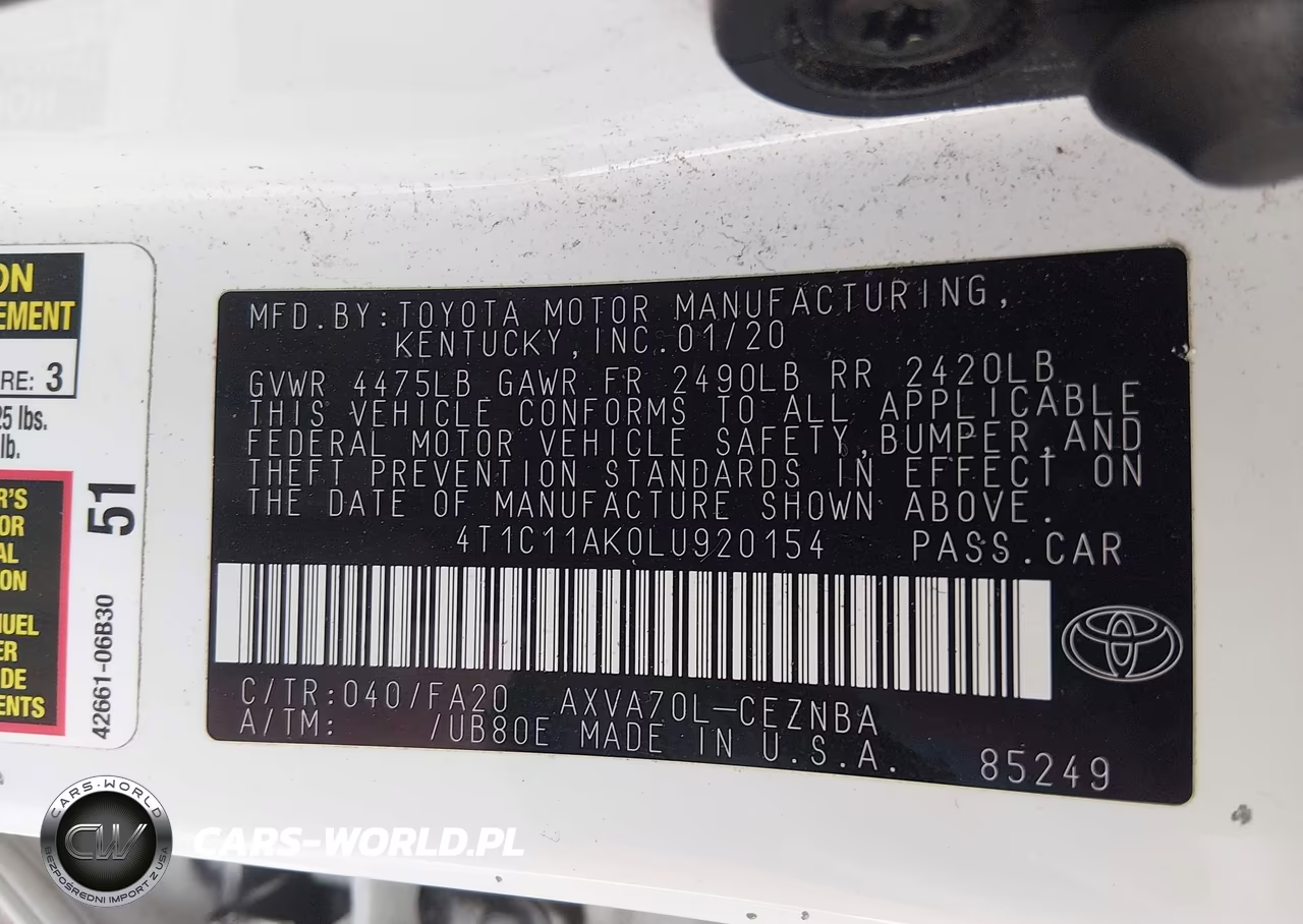 2020 Toyota Camry Le VIN:4T1C11AK0LU920154 - 9