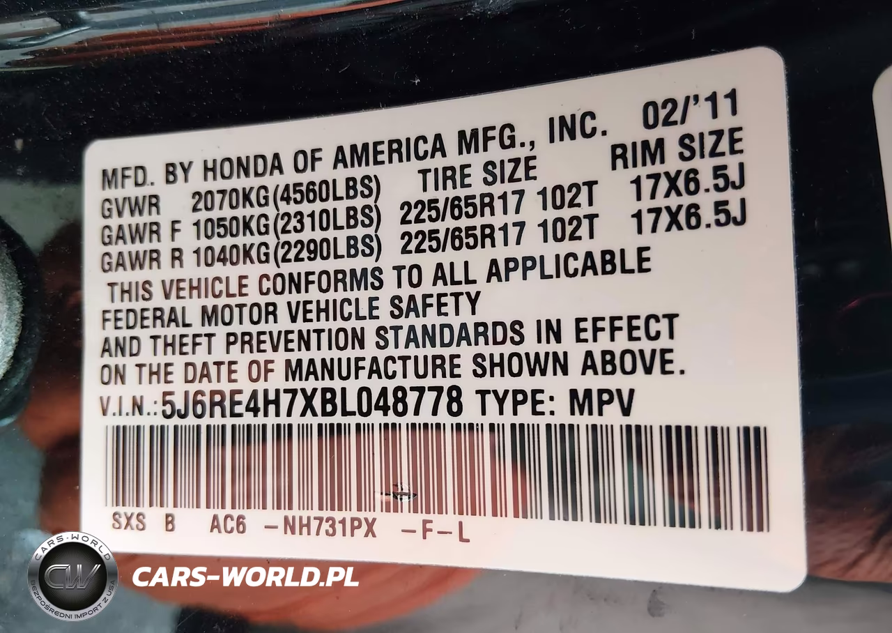 2011 Honda Cr-V Ex-L VIN:5J6RE4H7XBL048778 - 9