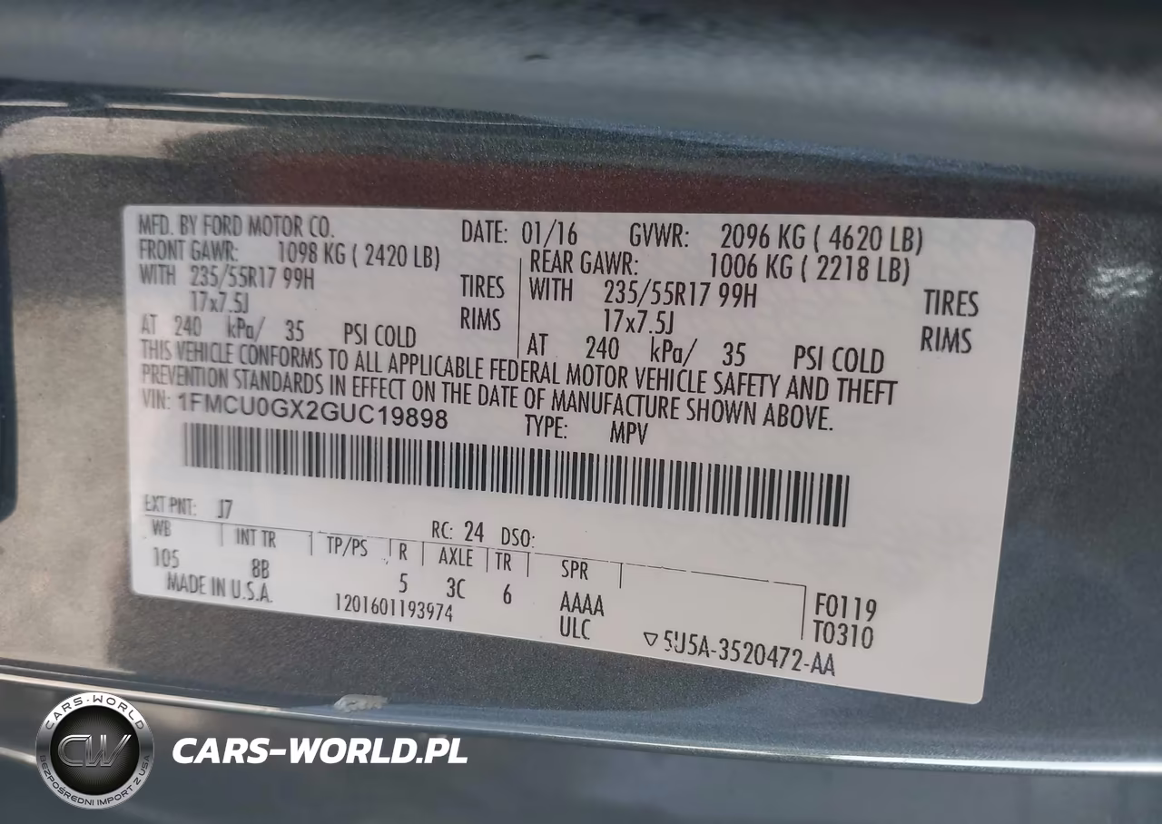2016 Ford Escape Se VIN:1FMCU0GX2GUC19898 - 9
