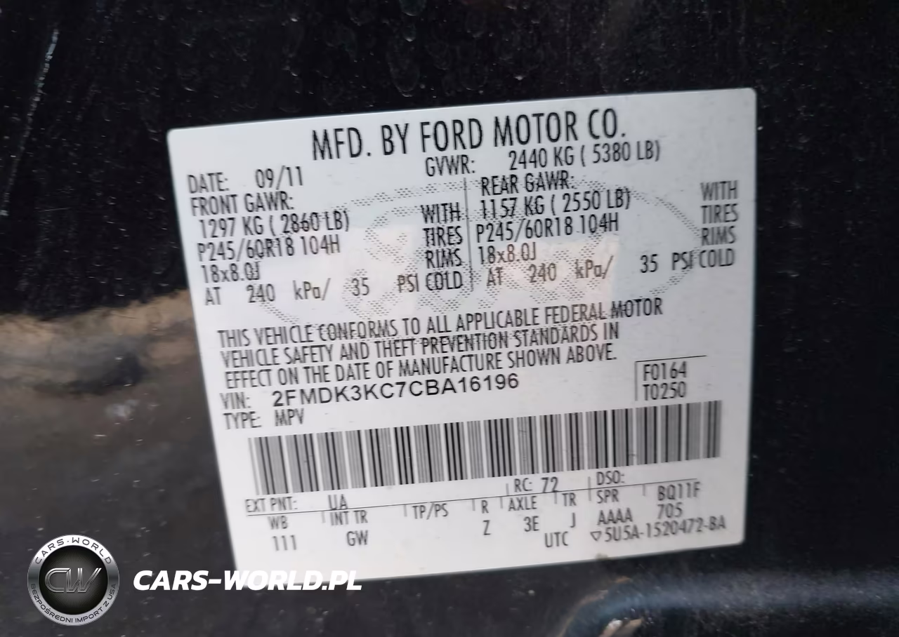 2012 Ford Edge Limited VIN:2FMDK3KC7CBA16196 - 9
