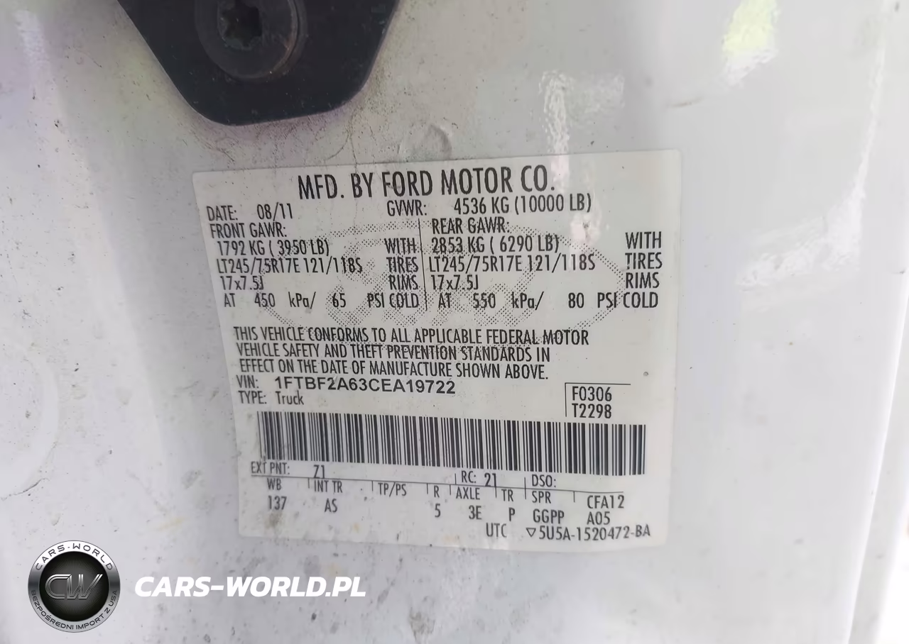 2012 Ford Super Duty F-250 Srw Xl-Xlt VIN:1FTBF2A63CEA19722 - 9