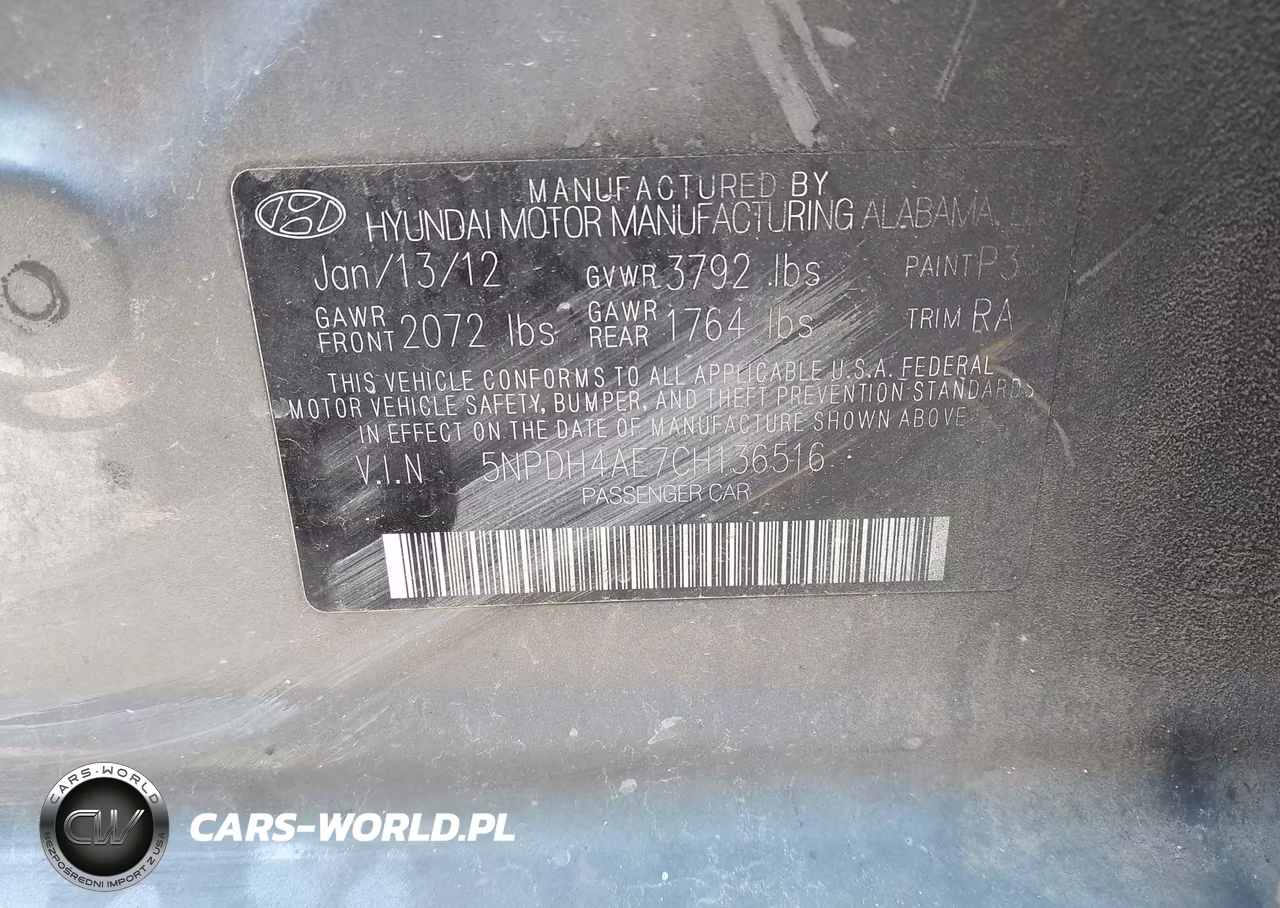 2012 Hyundai Elantra Gls VIN:5NPDH4AE7CH136516 - 9