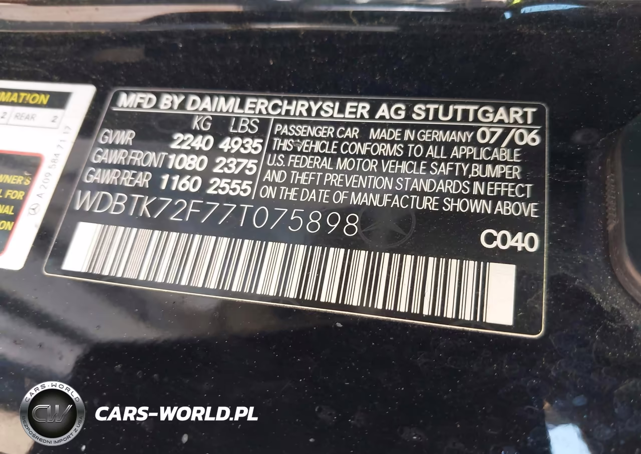 2007 Mercedes-Benz Clk 550 VIN:WDBTK72F77T075898 - 9