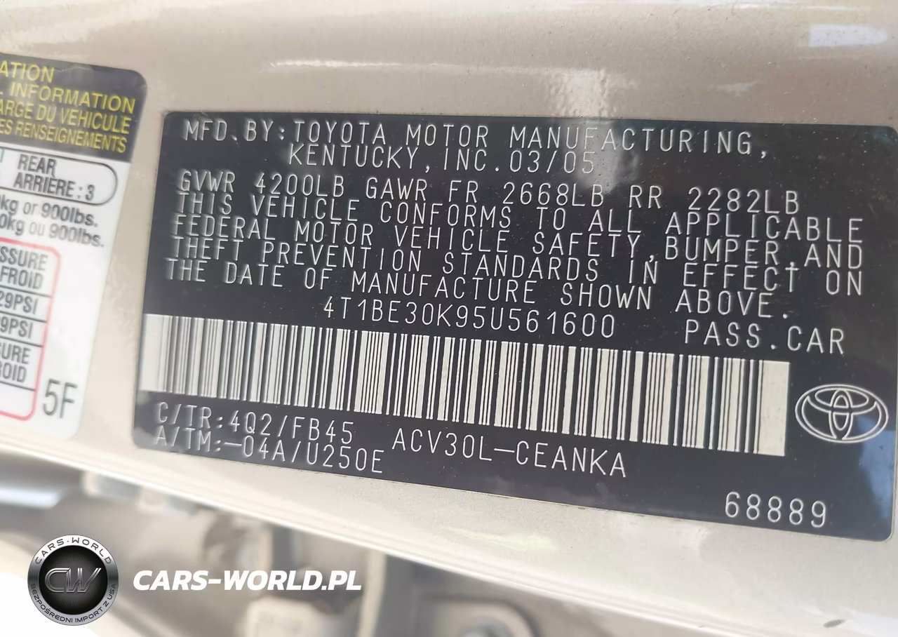 2005 Toyota Camry Le VIN:4T1BE30K95U561600 - 9