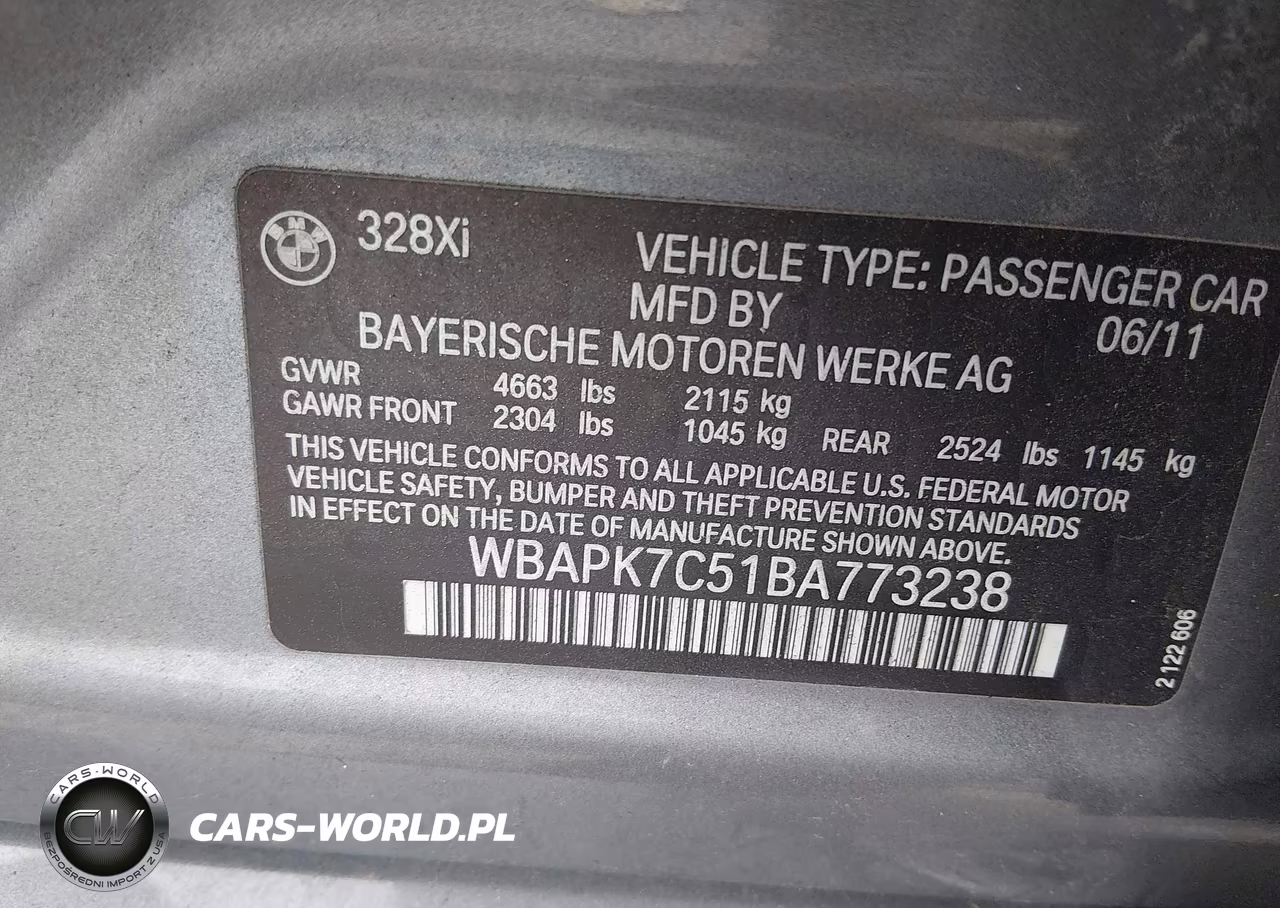 2011 BMW 328I xDrive VIN:WBAPK7C51BA773238 - 9