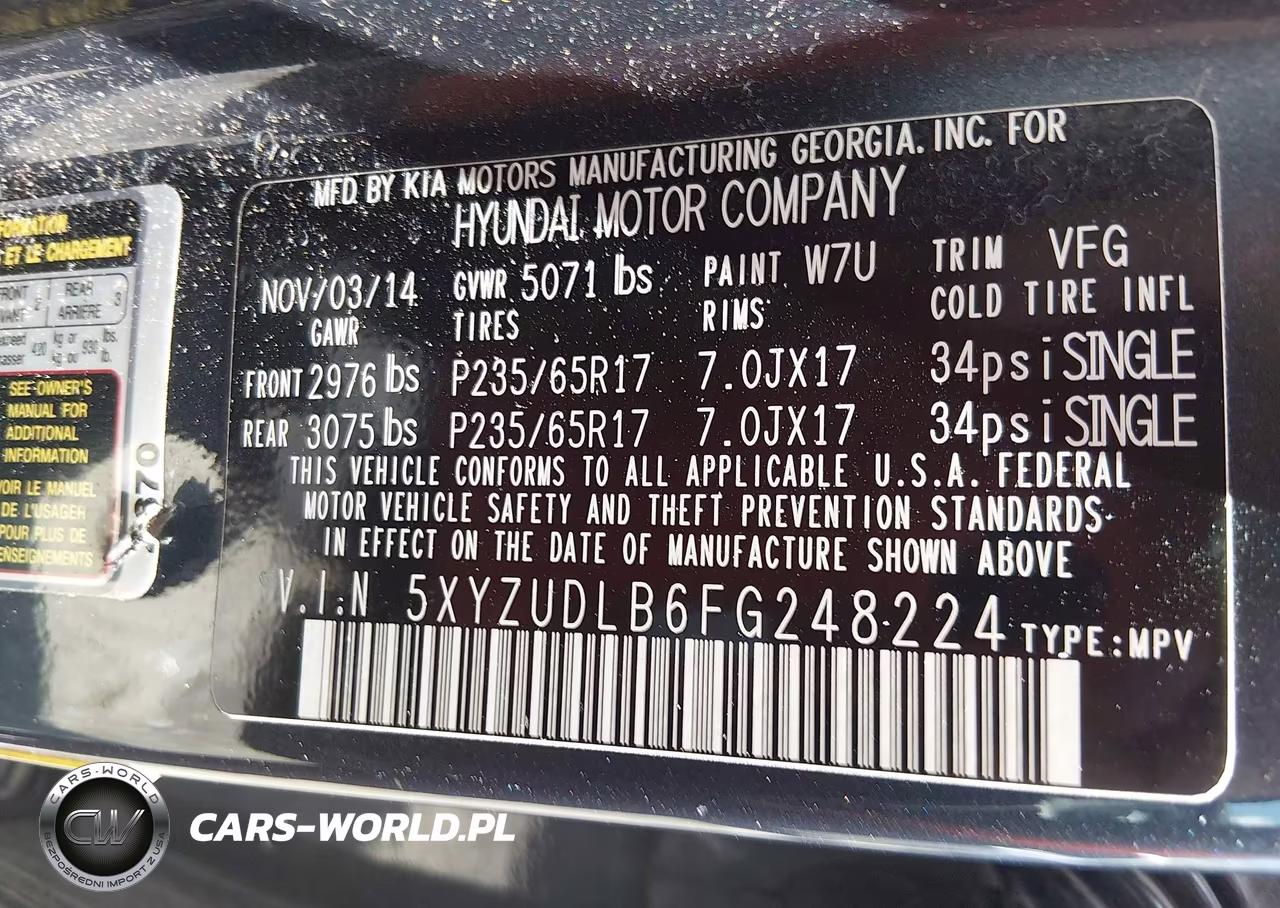 2015 Hyundai Santa Fe Sport 2.4L VIN:5XYZUDLB6FG248224 - 9