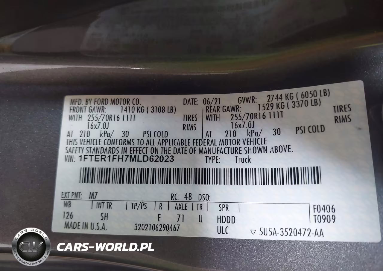 2021 Ford Ranger Xl VIN:1FTER1FH7MLD62023 - 9