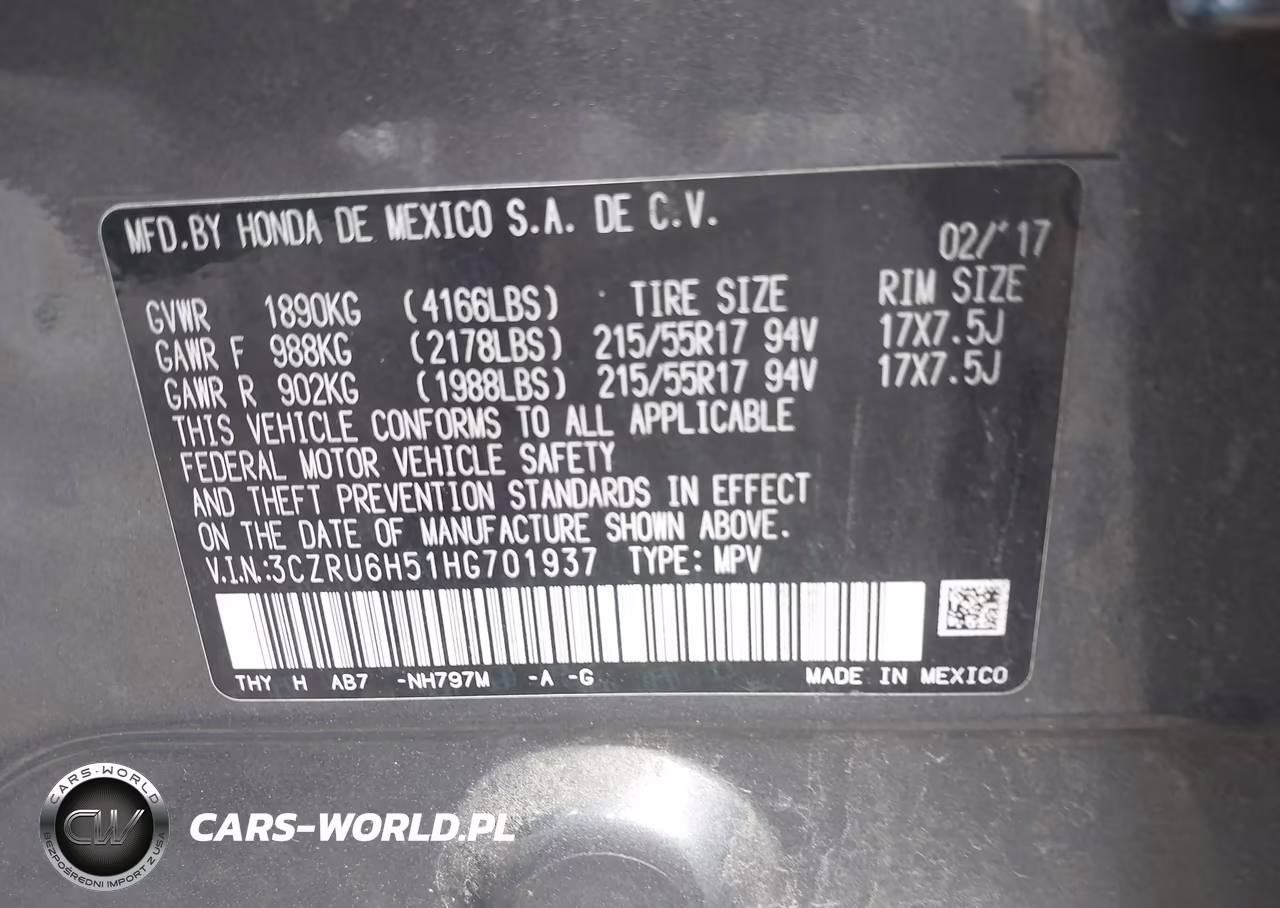 2017 Honda Hr-V Ex VIN:3CZRU6H51HG701937 - 9