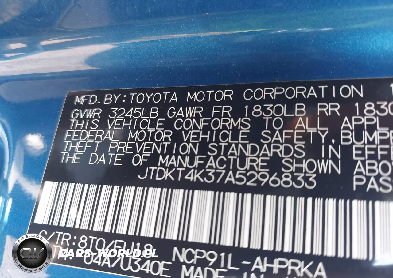 2010 Toyota Yaris VIN:JTDKT4K37A5296833 - 9