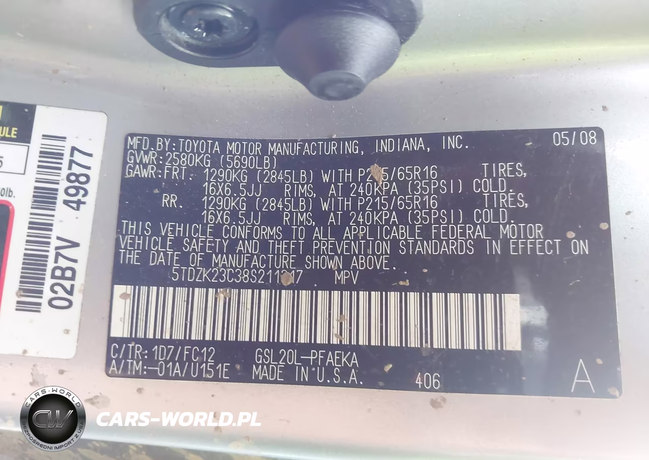 2008 Toyota Sienna Le VIN:5TDZK23C38S211317 - 9