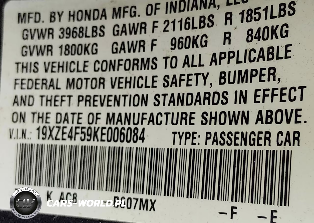 2019 Honda Insight Ex VIN:19XZE4F59KE006084 - 9