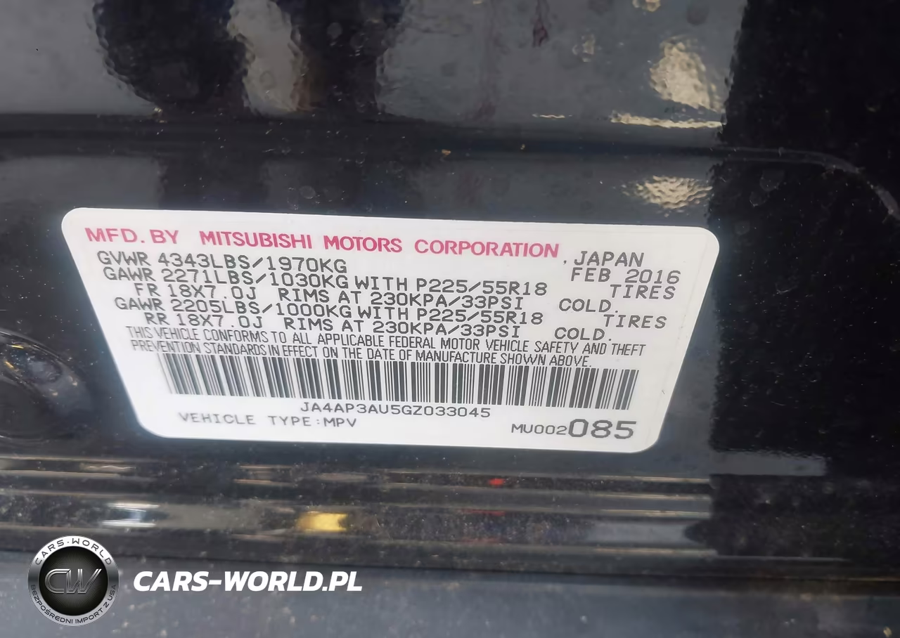 MITSUBISHI OUTLANDER VIN:JA4AP3AU5GZ033045 - 9