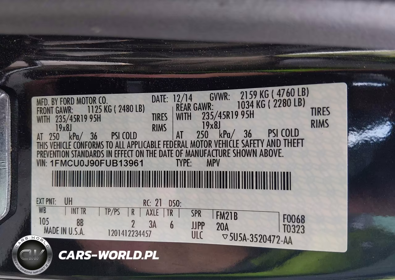 2015 Ford Escape Titanium VIN:1FMCU0J90FUB13961 - 9