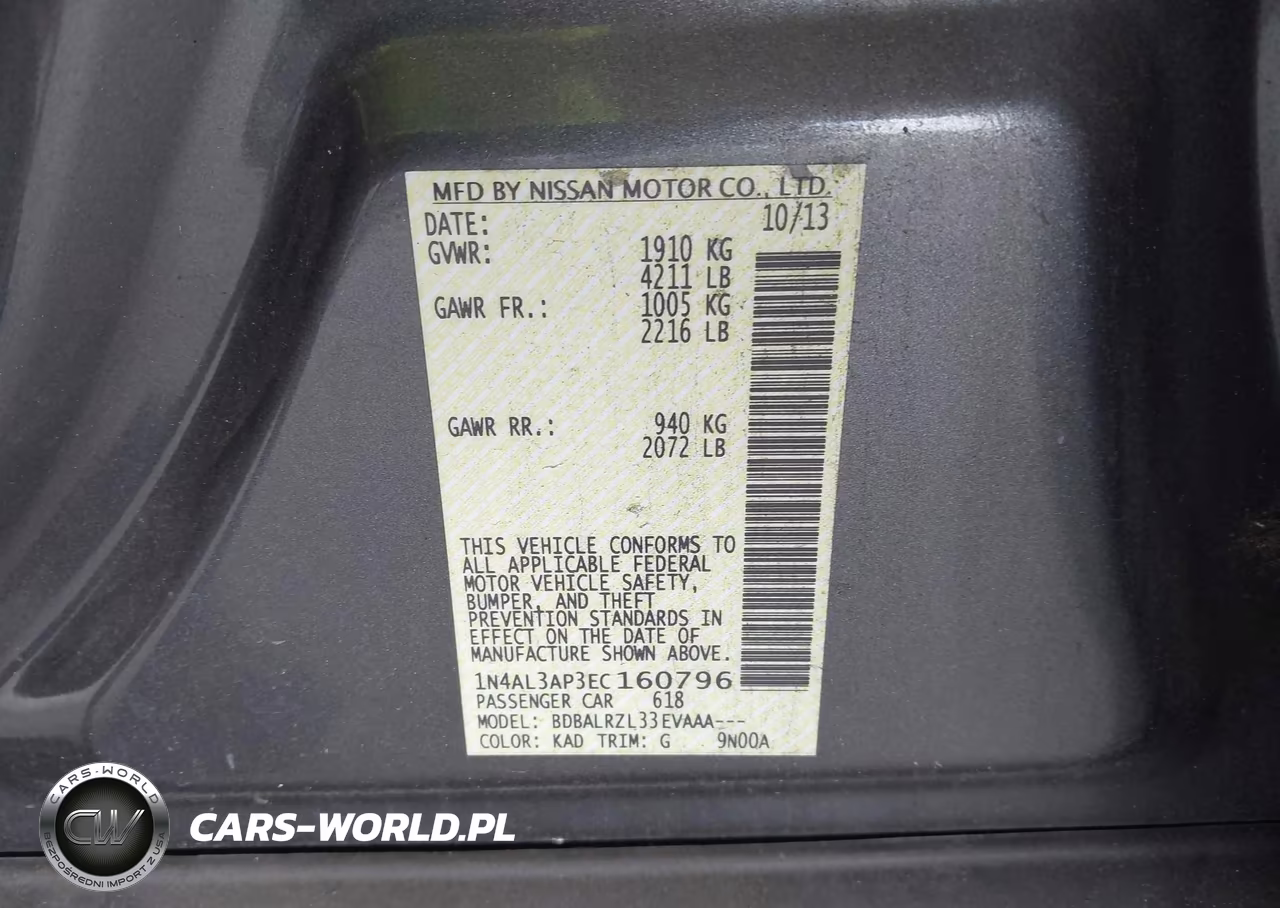 2014 Nissan Altima 2.5 S VIN:1N4AL3AP3EC160796 - 9