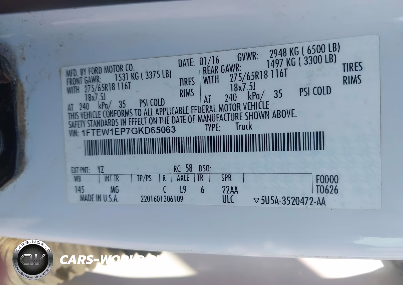 2016 Ford F-150 Lariat-Xl-Xlt VIN:1FTEW1EP7GKD65063 - 9