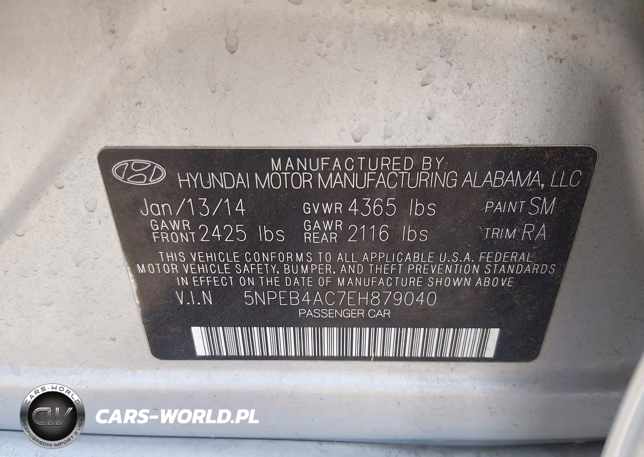 2014 Hyundai Sonata Gls VIN:5NPEB4AC7EH879040 - 9