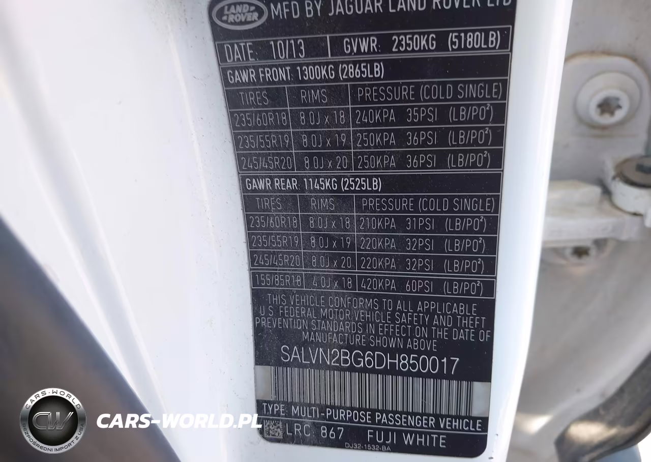 2013 Land Rover Range Rover Evoque Pure VIN:SALVN2BG6DH850017 - 9