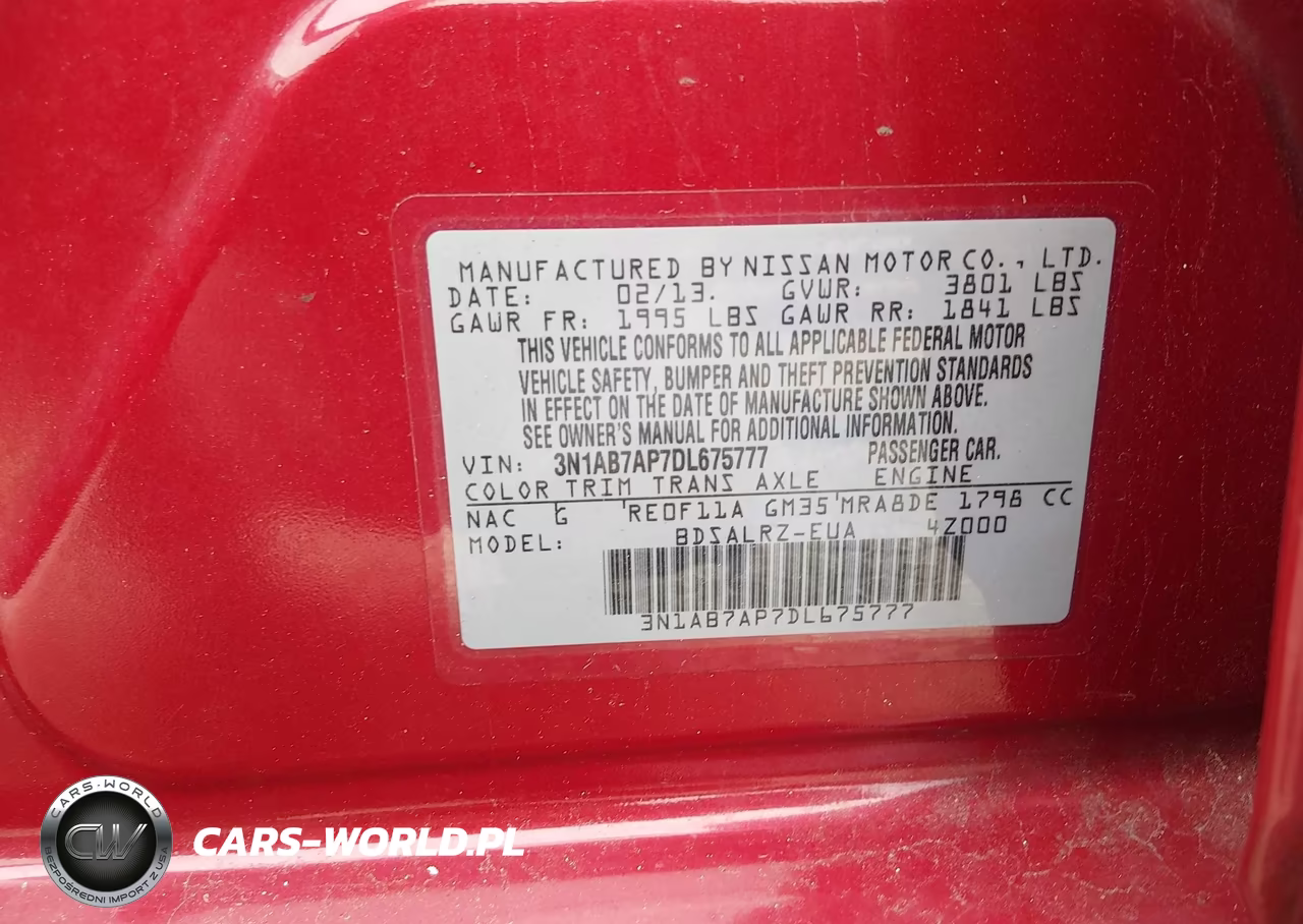 2013 Nissan Sentra Sr VIN:3N1AB7AP7DL675777 - 9